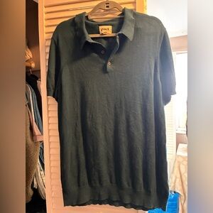 PACT Men's Blue Green Polo Shirt